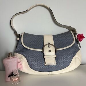 Coach y2k Blue and White Leather Soho